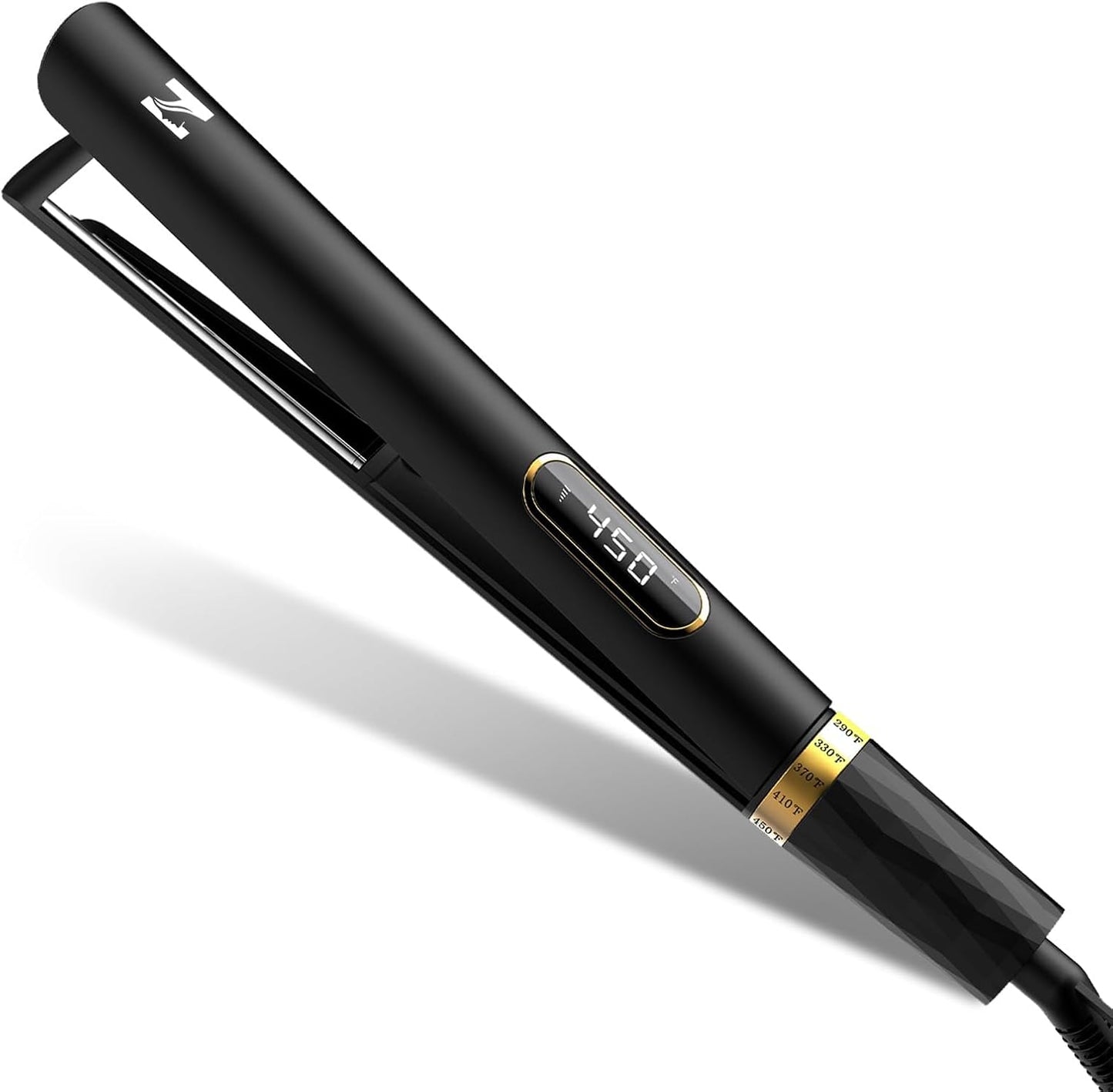 Flat Iron Hair Straightener - 1 Inch Titanium Curler with Fast Heating & 5 Temp Settings | Travel-Friendly Design