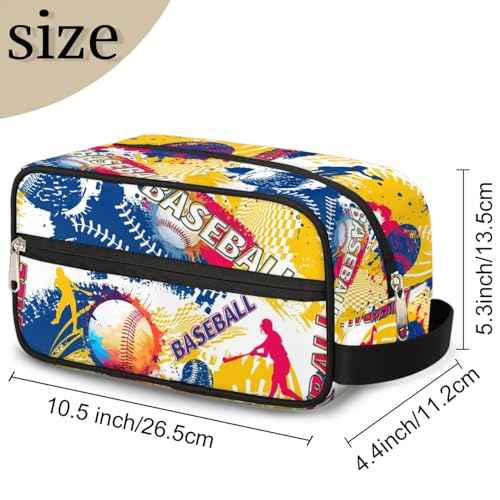 Travel Toiletry Bag for Women & Men,Waterproof Lightweight Makeup Cosmetic Bag Organizer with Handle & Zip Pockets Shaving Toiletries Bag for Gym,Beach - Baseball