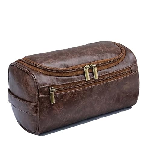 Travel Toiletry Bag for Men PU Leather Cosmetic Bag Travel Kit Travel Bag for Toiletries Medicine Bag Gifts, Brown PU