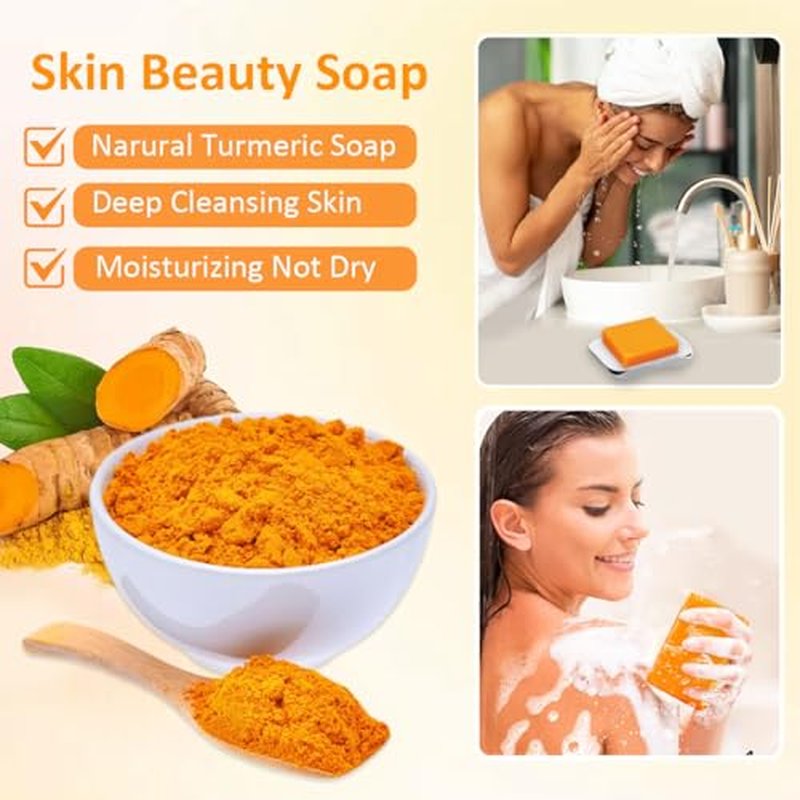 Kojic Acid Turmeric Soap Bar - Dark Spot Remover for Face Even Skin Tone, Moisturizing & Nourishing Natural Ingredients 2Packs