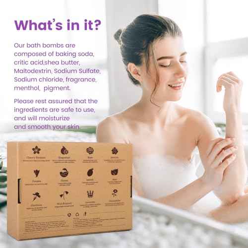 Bath Bombs for Women, 12 Pack Handmade Bubble Shower Bombs Set, Shea Butter & Individually Wrapped, Present Idea for Her/Him, Wife, Mom Women