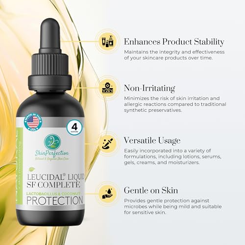 Skin Perfection Leucidal Liquid SF Complete - Compatible with Hyaluronic Acid Serum & Anti Aging Serum - DIY Natural Preservative Alternative for Cosmetics (4 ounce)