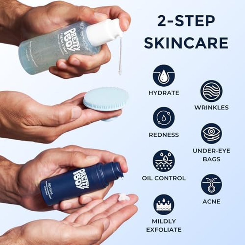 Prettyboy Face Revival Gel Moisturizer For Men - Hydrating Cream That Refreshes Dry Skin, Irritation, & Redness - Supports Anti Aging & Anti Wrinkle - Fragrance Free - 3 Count