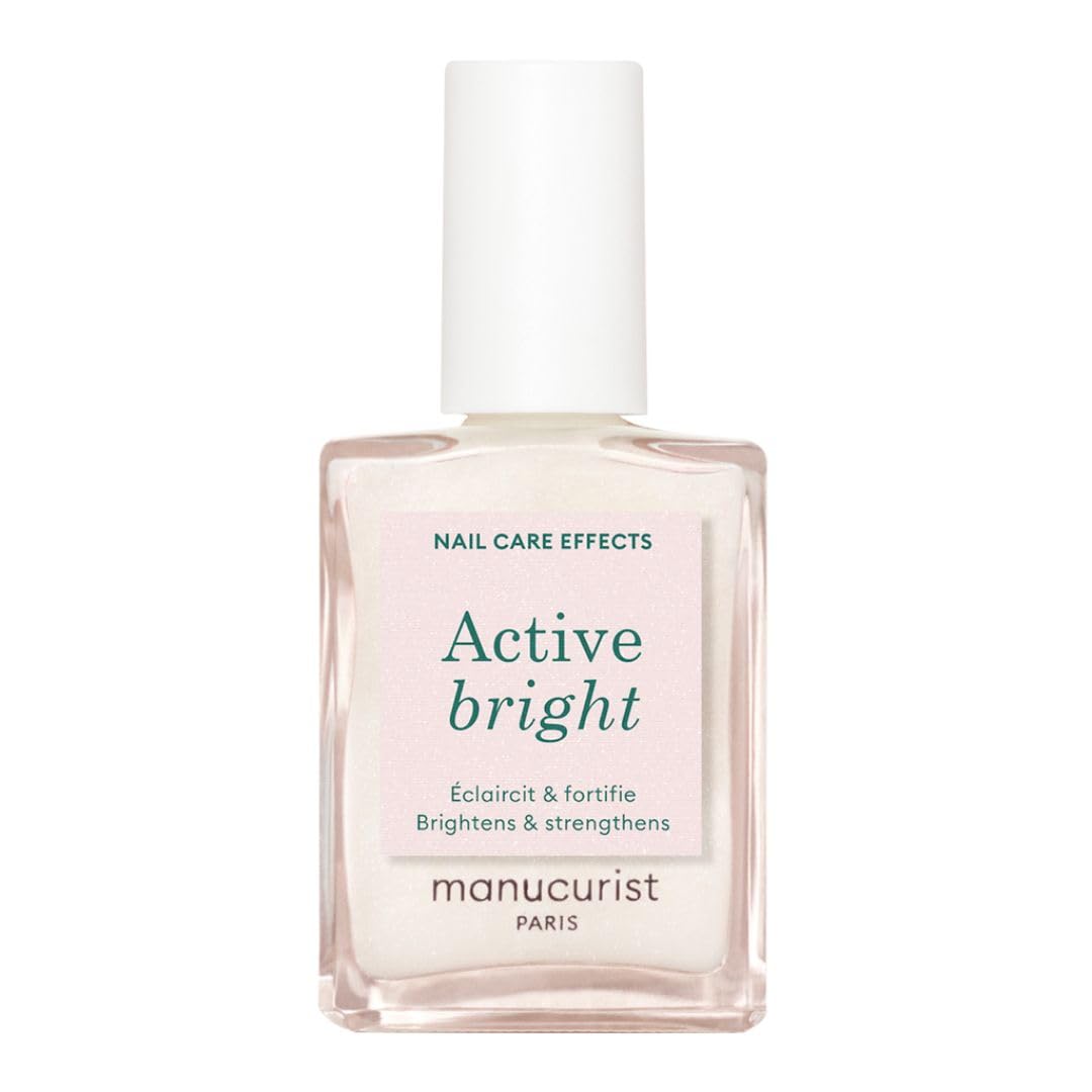 Manucurist Active Bright All in One Nail Perfector: Brightening Care Nail Polish - No Lamp - Vegan & Made in France - White Nail Polish - Nail Strengthener - Gifts for Women