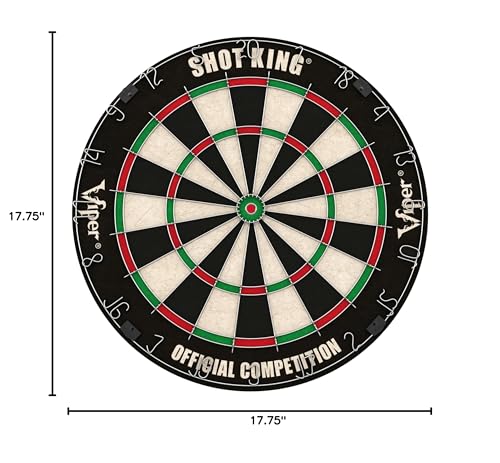 Viper by GLD Products Shot King Regulation Bristle Steel Tip Dartboard Set with Bullseye Metal Radial Spider Wire Compressed Sisal Board with Rotating Number Ring Includes 6 Darts Black