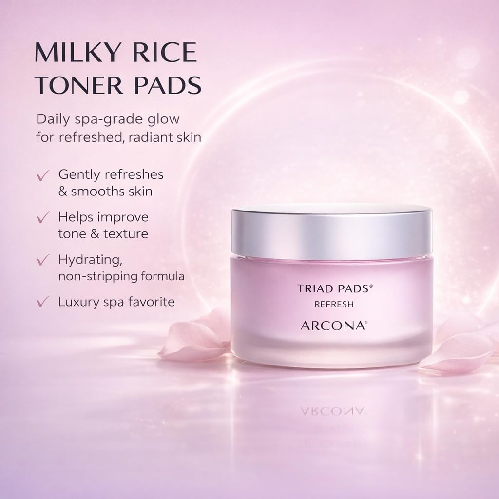 ARCONA Cranberry Triad Milky Toner Pads – Vegan Milky Toner for Face | Brightening & Hydrating Rice Toner for Face | Phyto-Nutrients & Essential Fatty Acids (45 Count)