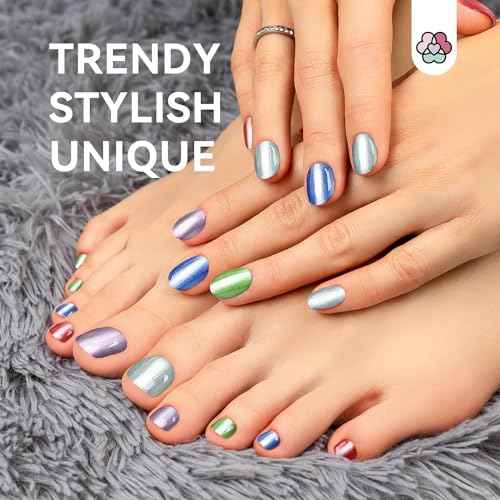 SAVILAND Metallic Nail Polish with Base and Top Coat: Chrome Nail Polish Set 12+2 Colors Mirror Glitter Holographic Silver Pink Quick-Dry Nail Polish for Fingernail French Manicure Art DIY Gift