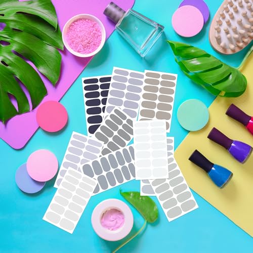DANNEASY 12 Sheets Nail Stickers Full Nail Wraps Solid Color Nail Polish Stickers Fingernails Wraps for Women Self Adhesive Nail Polish Strips with Nail File, Cuticle Stick - Gray