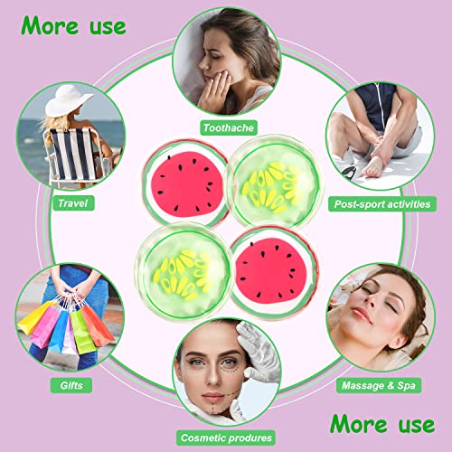 Hot and Cold Eye Pads, reusable eye patches - Soothing, Revitalizing, Puffiness, Refresh, Relieves Stress, Relax, Relieves Puffiness and Tension(2 watermelons + 2 cucumbers)