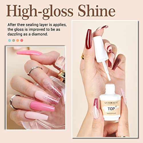 AZUREBEAUTY Dip Powder Liquid Set 15ml/0.5oz 8 Pcs Dipping Base Activator and Top Coat Brush Saver Nail File Necessary Tools for Dip Kit No Lamp Needed