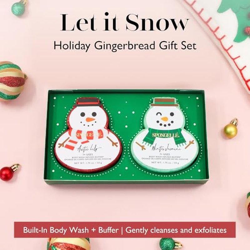 Spongell? Snowpeople Gift Set Body Wash Infused Buffers, Let It Snow