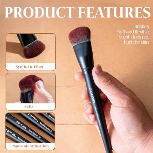 ZAMEL 26Pcs Black labeled Makeup Brushes Set Professional,Full Face ULTRA SOFT Hair Makeup Brush Set Contains large powder Foundation Ultimate Blending Make up Brush set Blush Concealers Eyeshadow
