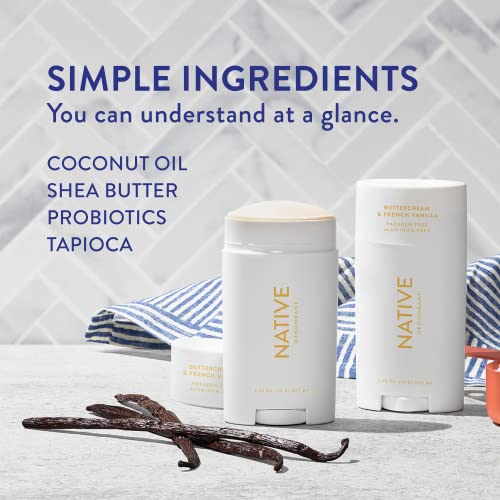 Native Aluminum-Free Clean Deodorant with Natural Derived Ingredients, 72HR odor control | Deodorant for Women and Men | Baking Soda, Coconut Oil, Shea Butter | Buttercream & Vanilla