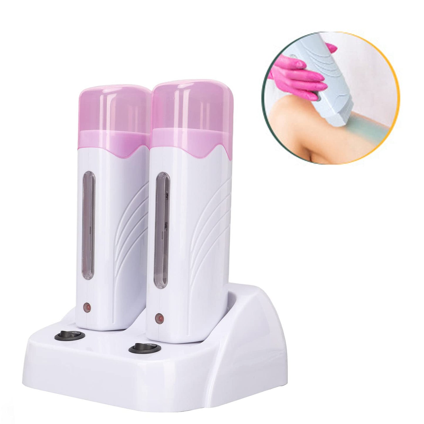 Saluaqui Double Depilatory Heater, Wax Warmer Machine, Portable Wax Warmer Machine for Leg Armpit with Heater Base