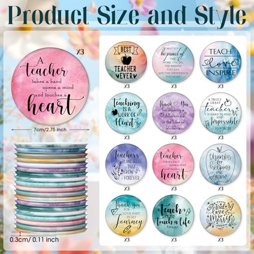 36 Pcs Teacher Appreciation Mirrors Gifts Mini Compact Mirror Bulk Christmas Party Favor Inspirational Thank You Pocket Portable Small Mirror Christmas Operation for Teacher Women