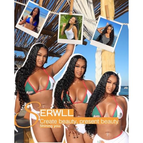 28 Inch Water Wave Lace Front Wigs Human Hair Wet and Wavy 13x6 HD Lace Front Wigs Human Hair Pre Plucked 200 Density Glueless Deep Wave Lace Front Wigs for Blak Women Full and Thick