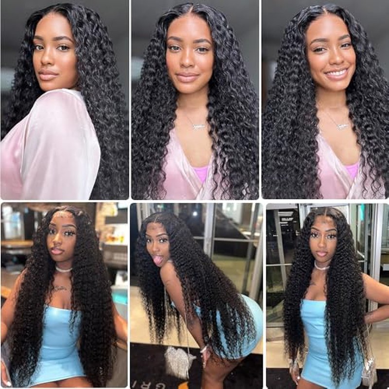 13x4 Deep Wave Lace Front Wigs Human Hair Deep Curly Wig Human hair Pre Plucked 200% Density Glueless Wet and Wavy Human Hair Wigs with Baby Hair HD Transparent Lace Frontal wig 22inch