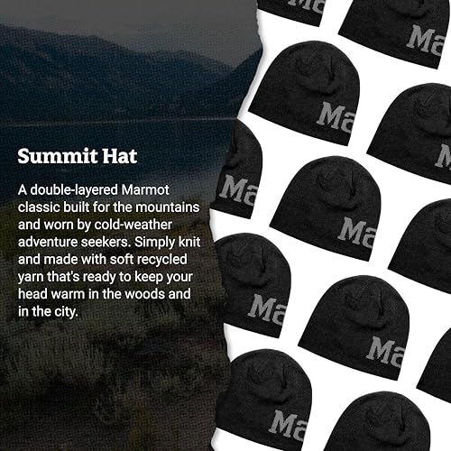 MARMOT Summit Hat - Knit Skullcap Beanie, Black/Steel Onyx, One Size
