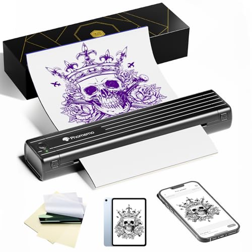 Phomemo TP83 Wireless Tattoo Stencil Printer, Upgraded Thermal Tattoo Printer Machine with 10pcs Transfer Paper, Bluetooth Tattoo Printer for Tattoo Artists & Beginners, Compatible with iPad Phone PC