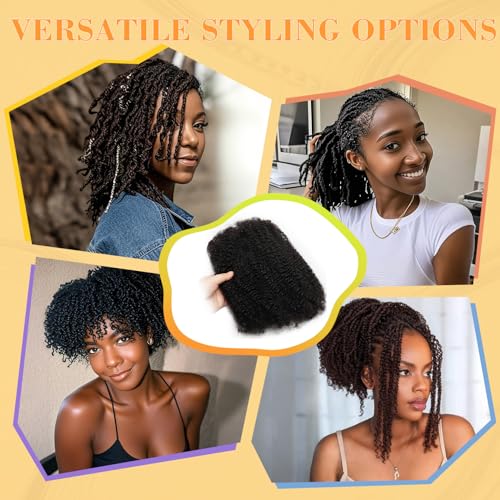Afro Kinkys Bulk Human Hair 20Inch 60g/pack 100% Natural Black Human Hair For Making Micro Locs, Twists, Braids, Dreadlocks Extensions, Locs Repair, Crochet Braiding Hair