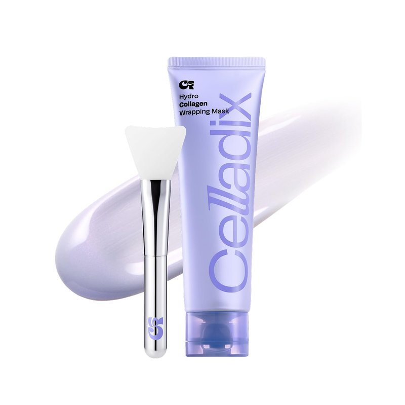 Celladix Hydro Collagen Wrapping Mask – Overnight Hydrating & Firming Peel-Off Face Mask, Vegan Collagen, Niacinamide–Pore Minimizing & Radiance Boost, Korean Skincare, 2.53 Fl Oz (Jelly Brush Set)