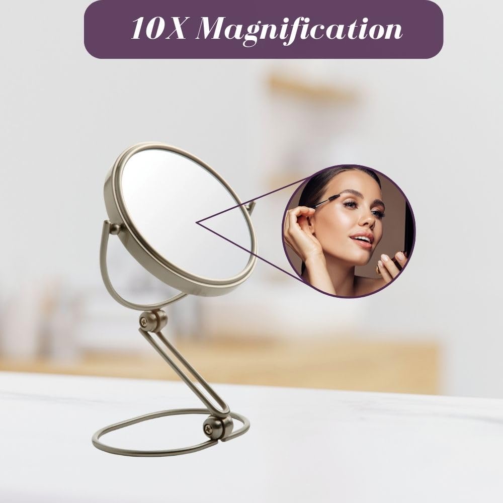 JERDON Compact Magnifying Mirror - Folding 5.5" Travel Mirror with 10X & 1X Magnification - Model MC450N