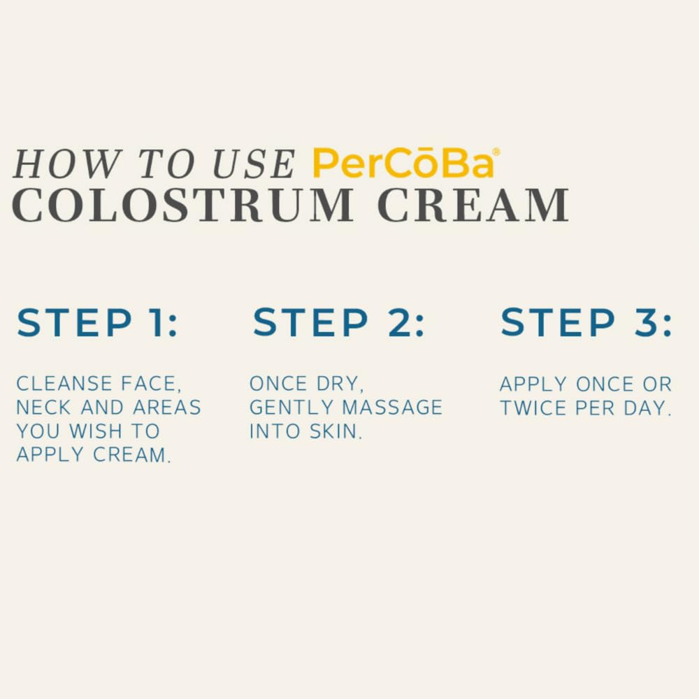 PerCōBa Colostrum Rejuvenating Cream - Anti-Aging Face, Neck & Hand Moisturizer with Vitamin A, E, and Jojoba - Non-Greasy Hydrating Cream for Radiant, Youthful Skin - 1.7 fl.oz.
