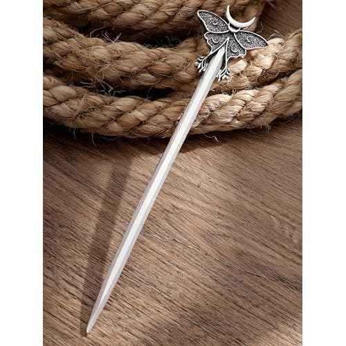 HAQUIL Luna Moth Crescent Moon Hair Clip for Women and Men - Fashion Punk Gothic Hairpin with Moonphase Moth Design, Nickel-free Metal Alloy, Unique Gifts for Jewelry Lovers