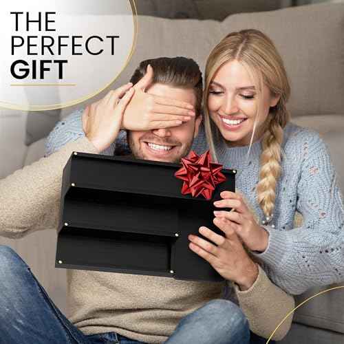 Cologne Organizer for Men - 3-Tier Solid Wood Cologne Stand with Hidden Compartments, Multi-Purpose Perfume Organizer and Display Shelf for Organizing Accessories, Ideal Gift for Men