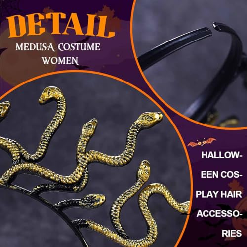 BARTOSI Medusa Snake Headband Greek Goddess Headpiece Halloween Costume Hair Accessories for Women and Girls