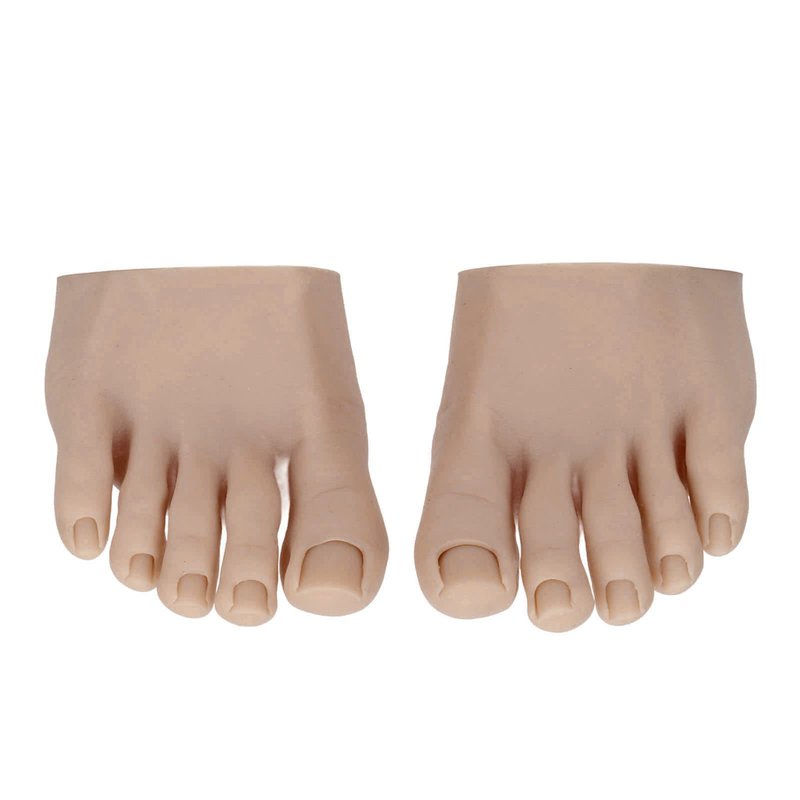Practice Fake Foot for Nail Practice, 1 Pair Flexible Soft Silicone Prosthetic Manicure Tool Fake Foot Model with Half Foot Design, Silicone Fake Foot for Nails Training Display (Dark Skin Color)