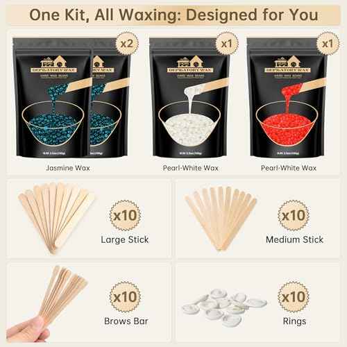 Lifestance Wax Beads Set, 4 Kinds of Waxing Beads, Hard Wax Beans with 44 Items, Perfect for Any Waxing Warmers for Hair Removal for Brazilian Bikini, Face, Armpit