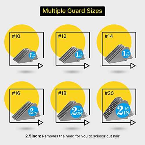 Clipper Guards for Wahl 10 12 14 16 18 20 Hair Clipper Guards 6pcs Extra Long Clipper Guard Attachments 2.5 Inch Clipper Guides Multiple Sizes Universal 2.5", 2.25", 2", 1.75", 1.5", 1.25" (Gray)