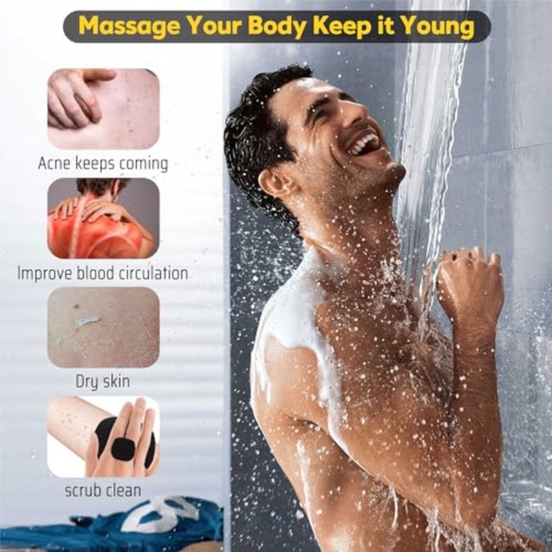 VWMYQ Silicone Body Scrubber, Silicone Loofah New Upgrade Richer Foam and Effective Cleaning, Ergonomic No-Slip Handle, Long-Lasting & Easy to Clean