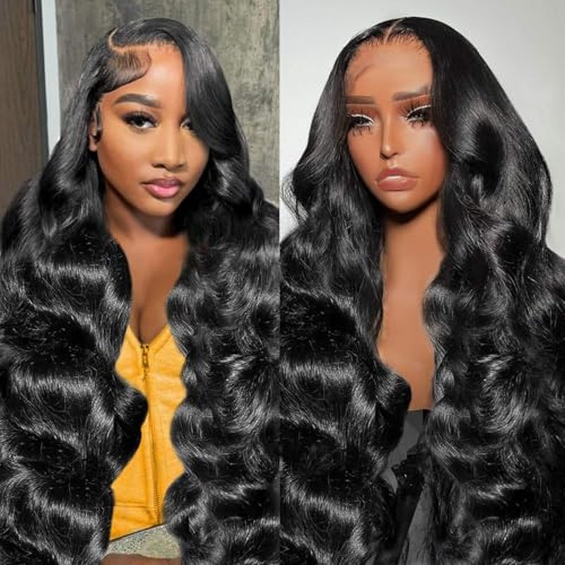 Body Wave Lace Front Wigs Human Hair 13x4 HD Transparent Lace Frontal Wigs Human Hair for Women Brazilian Virgin 180 Density Glueless Wigs Human Hair Pre Plucked with Baby Hair Natural Black 26 Inch
