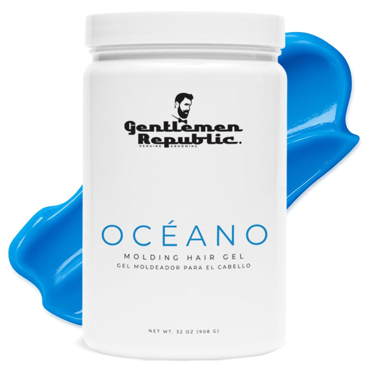 Gentlemen Republic Oceano Men's Hair Gel 32oz - Strong Touchable Hold and High Shine Styling Gel for Hair, 100% Alcohol-Free Professional Formula with Fresh Scent, Mens Hair Product Made in USA
