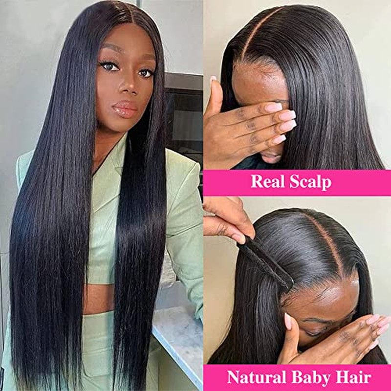 V Part Wigs Straight Brazilian Virgin Human Hair Wigs for Black Women Upgrade U Part Wig Glueless Full Head Clip In Half Wig V Shape Wig No Leave Out 180% Density Natural Color 20"