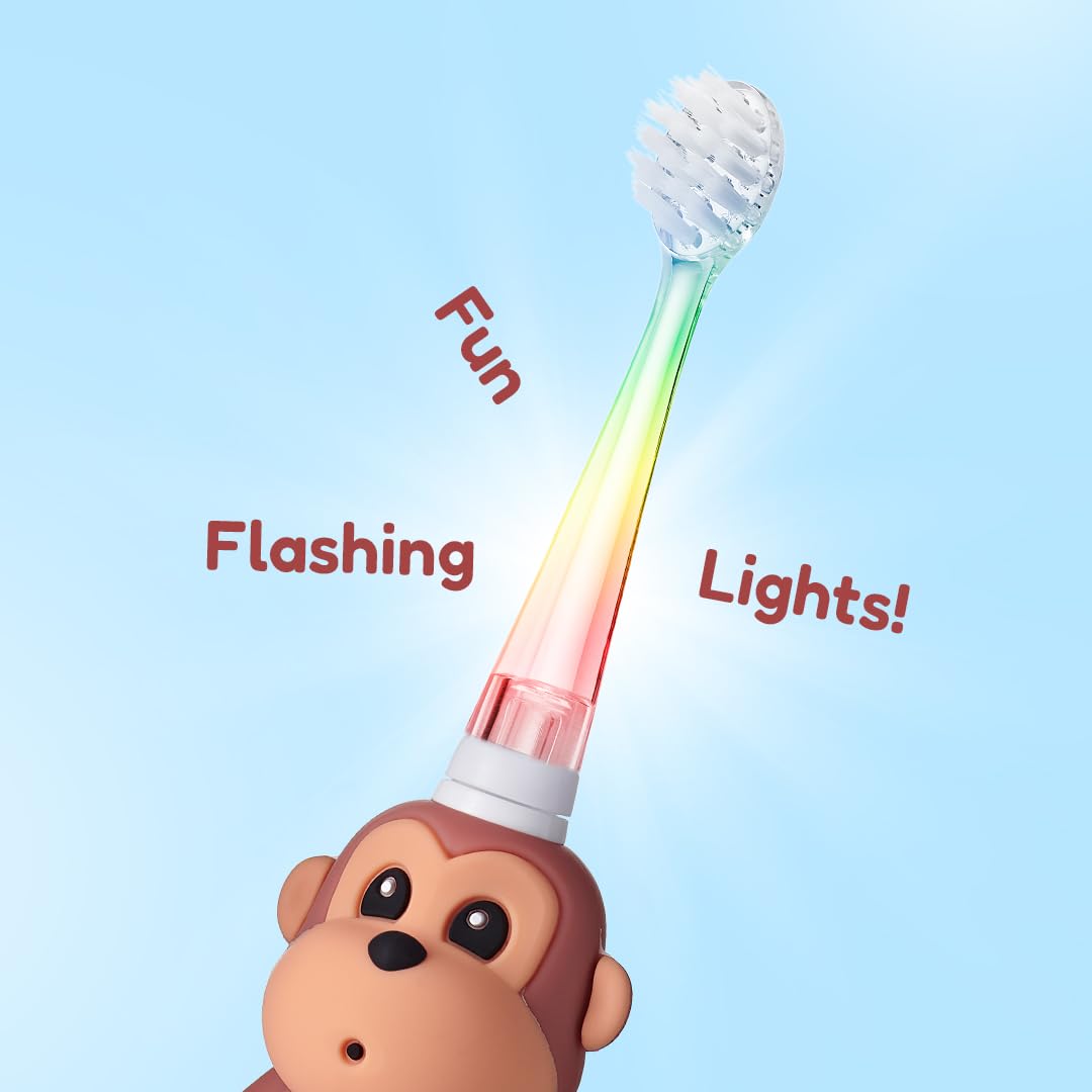 BrushBaby - WildOnes - Kids Rechargeable Electric Toothbrush, Ages 0-10 - Koala Design with Flashing Lights - DeepClean Bristles for Superior Cleaning - 2 Replacement Brush Heads, 1 USB Cable