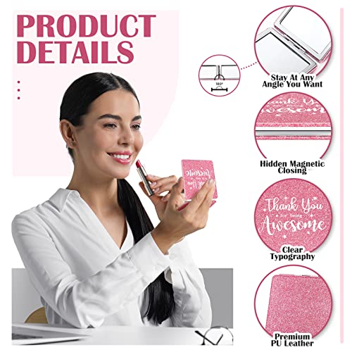 Qunclay 12 Pcs Employee Appreciation Gifts, Compact Mirror for Women Inspirational Makeup Mirror Favors for Veterinary Technician Week Christmas Coworker