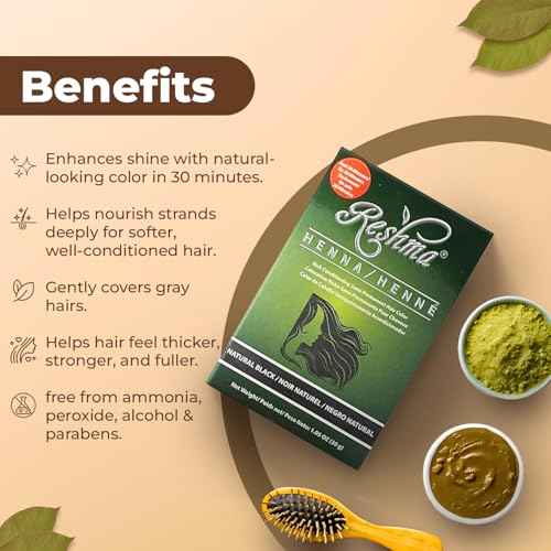 Reshma Beauty 30 Minute Henna Hair Color Infused with Organic Henna Lawsonia Inermis 100% Gray Coverage for Soft, Shiny Hair, Plant-Based Hair Dye?1.05 oz Pack of 1 (Black)