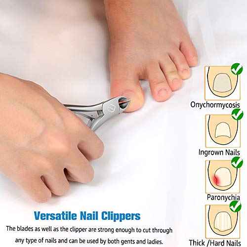 FERYES Toenail Clippers for Ingrown,Thick Toenails, 4R13 Stainless Steel Large Handle Fingernail Clipper,Nail Clipper - Silver