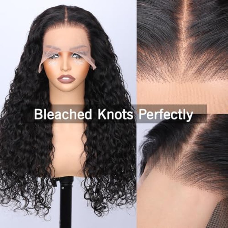 13x6 Water Wave Lace Front Wigs Human Hair Pre Plucked Bleached Knots 220 Density Wet And Wavy Glueless Wigs Human Hair 18 Inch Hd Lace Frontal wig with baby hair