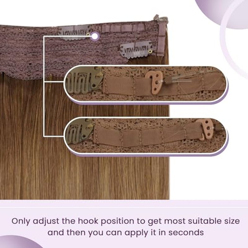 LaaVoo Wire Hair Extensions Human Hair Wire Human Hair Extensions Brown Balayage Light Brown with Blonde Human Hair Wire Extensions Long Hair 20 Inch 100g