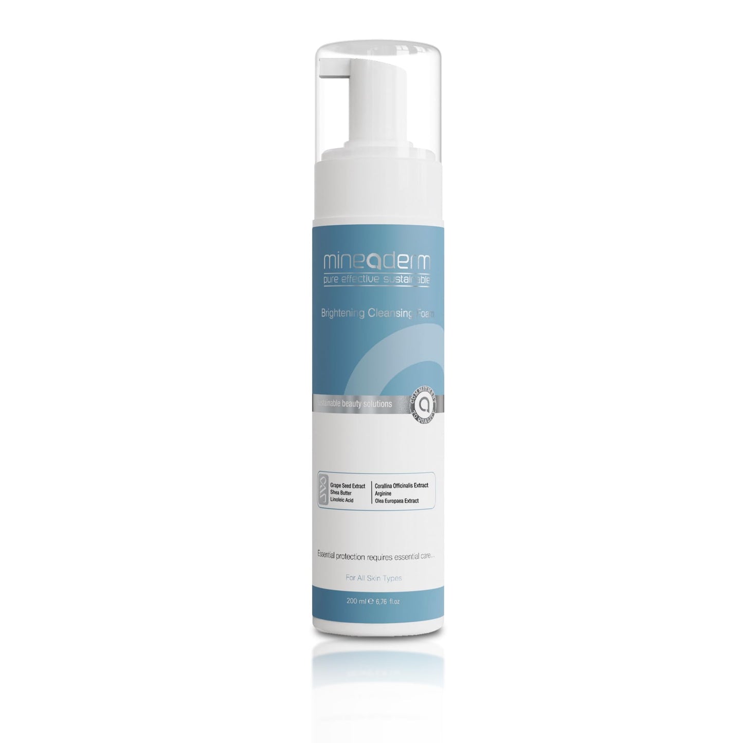 Mineaderm Brightening Facial Cleanser, Foaming Face Wash with Grape Seed & Olive Leaf Extract, Gentle Makeup Remover for Sensitive Skin, Non-Drying, SLS-Free Daily Cleanser, 5.07 Fl Oz