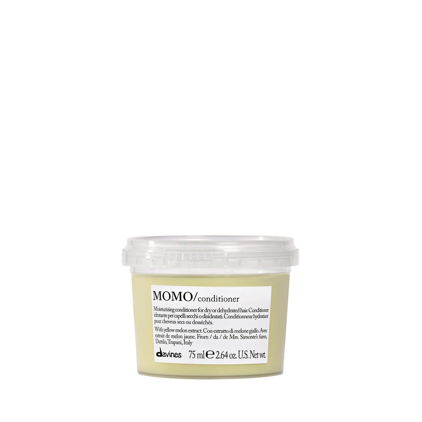 Davines MOMO Conditioner, Moisturizing Untangling Formula for Dry and Dehydrated Hair - Promoting Lasting Hydration, Softness, and Shine with Melon Extract, Travel Size, 2.54 Fl Oz