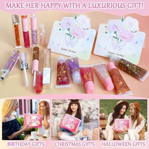 JCOOS Lip Gloss Making Kit, Make Your Own Lip Gloss Kit for Women Beginner, Girls, Diy Lipgloss Making Kits Lip Oil, Moisturizing Base, Pigments, Tubes, Women Gifts Unique, Popular Teen Girl Stuff