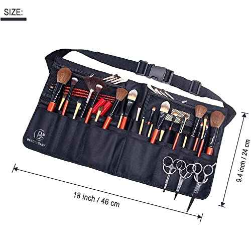 Beautybaby Artist Professional Makeup Brush Waist Bag Cosmetic Portable Multi Pockets Bag with Belt Strap Black