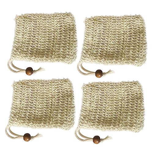 GALPADA 4pcs Cotton Linen Soap Storage Bags Drawstring Foaming Net Pouches for Home and Travel for Facial Cleansing and Bubble Making