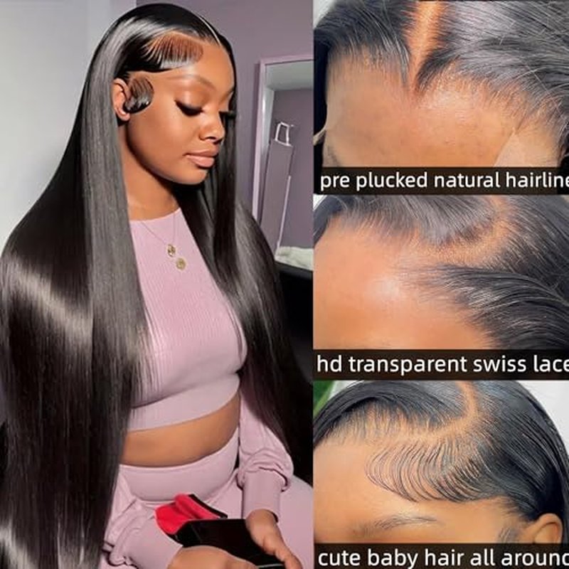 DULOVE Lace Front Wigs Human Hair 13x4 Straight HD Transparent Lace Front Wigs for Women Pre Plucked With Baby Hair 220 Density Glueless Natural Color 22inch
