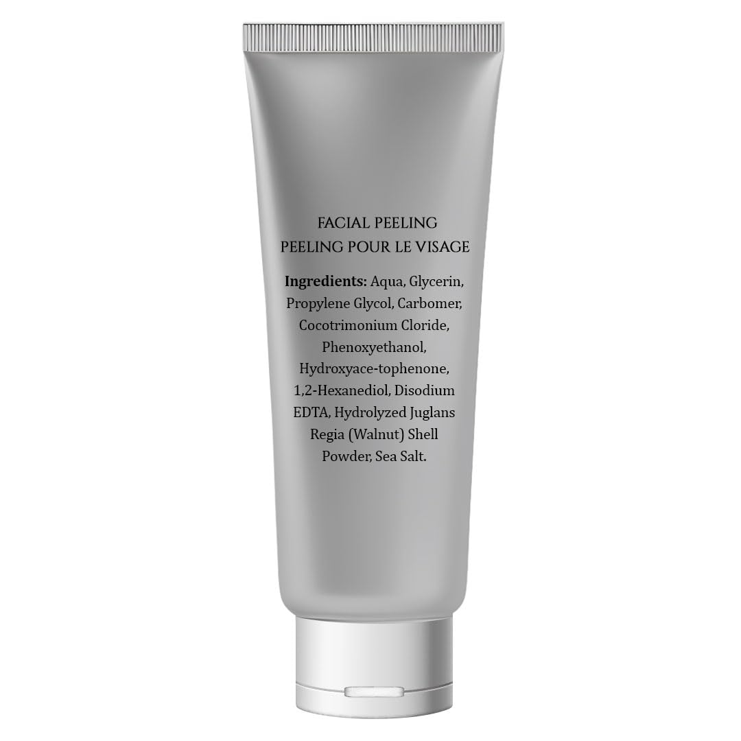 Vivo Per Lei Facial Peeling Gel - Contains Dead Sea Minerals and Nut Shell Powder - Gentle Face Exfoliator Scrub and Blackhead Remover - Peel Your Skin to a Fresher You - 4.05 Fl oz.